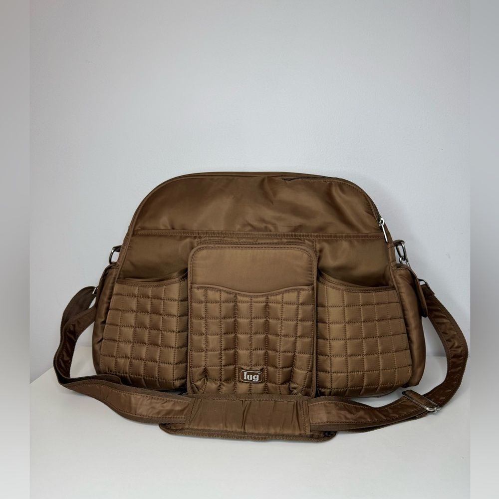 Lug Tuk Tuk Brown Quited CarryAll Baby Diaper Bag Changing Pad Travel Overnight